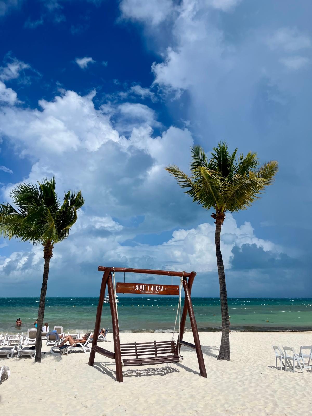 The beach in front of the hotel